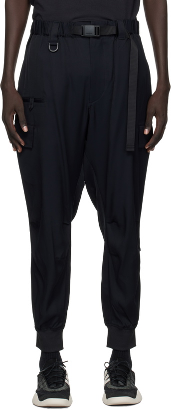 Photo: Y-3 Black Rayon Twill Cuffed Cargo Pants