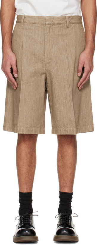 Photo: Jil Sander Beige Lightweight Denim Shorts
