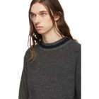 Comme des Garcons Homme Grey and Navy Wool Crewneck Sweater