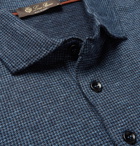 Loro Piana - Puppytooth Virgin Wool and Cotton-Blend Polo Shirt - Men - Blue