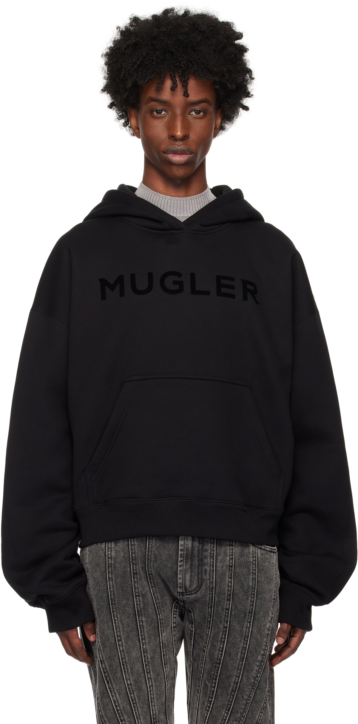 Mugler Black 'Mugler' Logo Hoodie Mugler