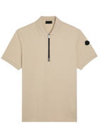 Moncler Half-zip Piqué Cotton Shirt Beige