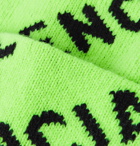 Balenciaga - Logo-Intarsia Wool-Blend Beanie - Green