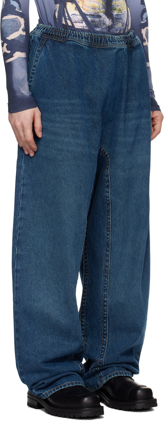 Y/Project Blue Pinched Logo Souffle Jeans