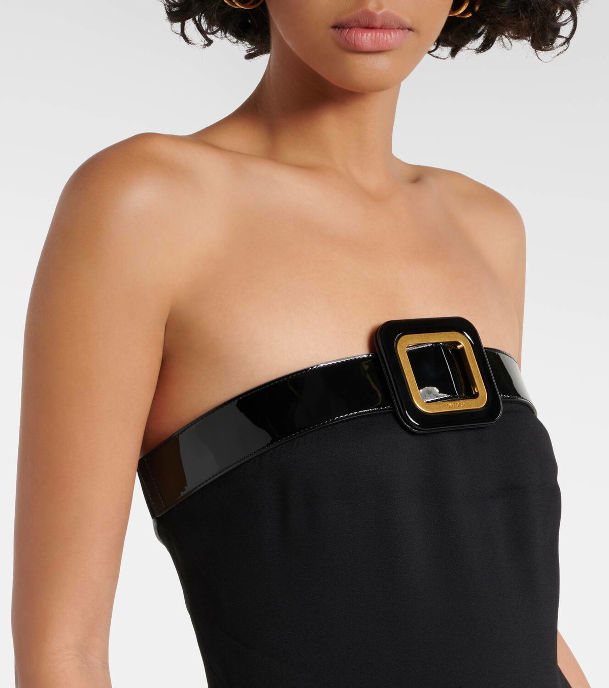 Tom Ford Buckle-detail strapless sablé gown TOM FORD