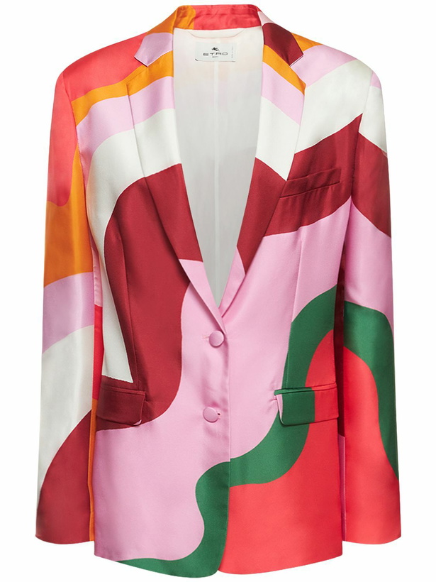 Photo: ETRO Silk Satin Printed Blazer Jacket