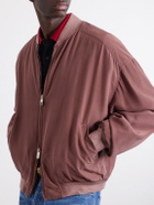 Versace - Ribbed Knit-Trimmed Silk-Poplin Blouson Jacket - Purple
