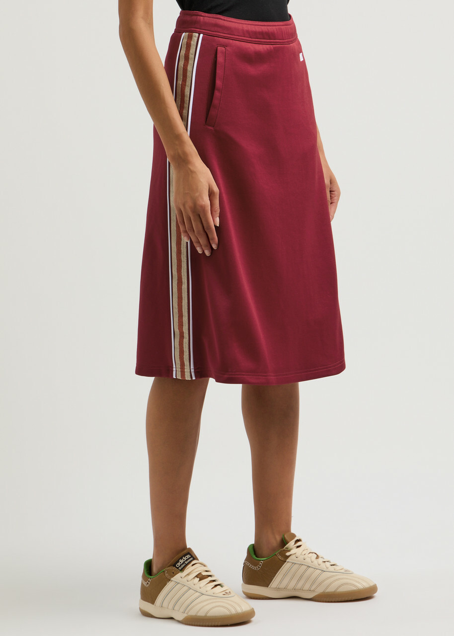 Wales Bonner Shine Panelled Jersey Skirt Burgundy