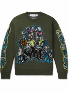 Off-White - Jacquard-Knit Sweater - Green