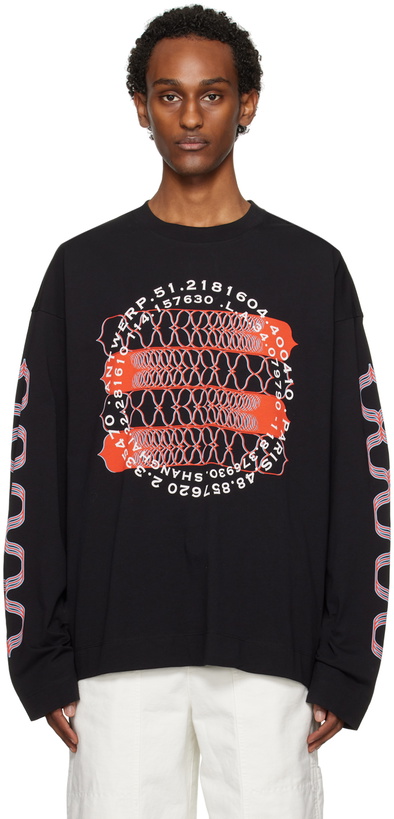 Photo: Dries Van Noten Black Printed Long Sleeve T-Shirt