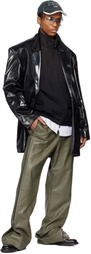 Acne Studios Green Zip Leather Pants