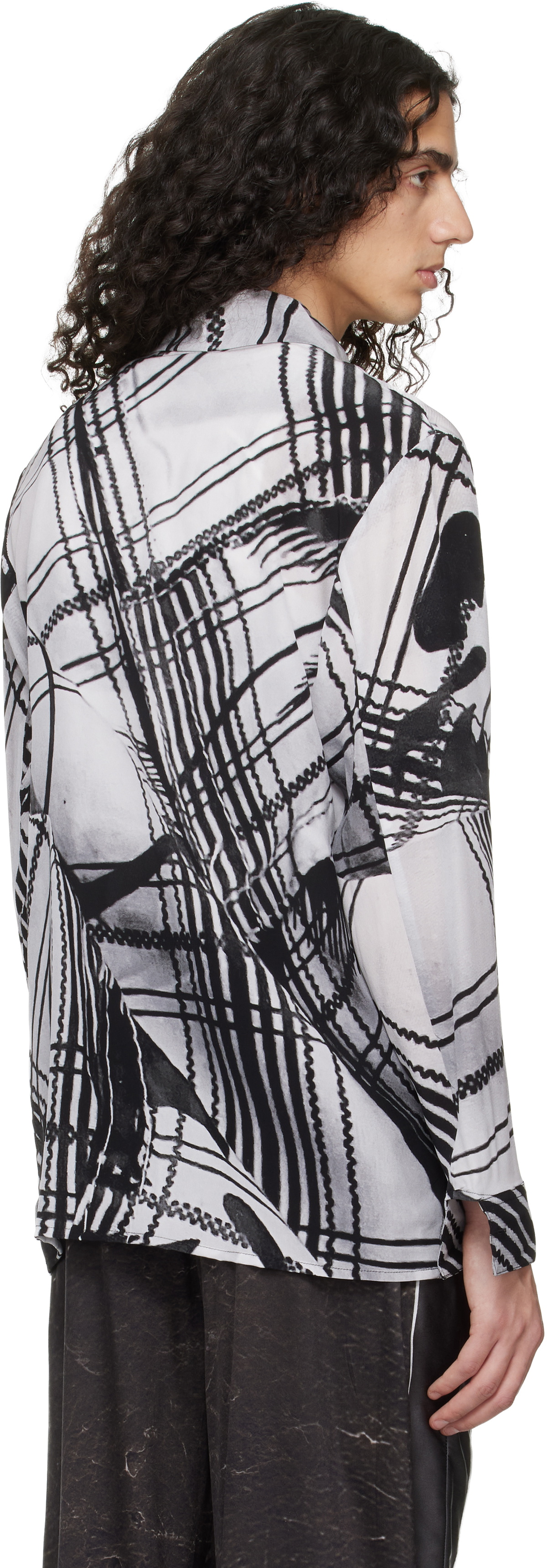 Serapis Black & White Clothing Facilities Silk Shirt