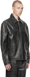 GUESS USA Black Cracked Leather Jacket