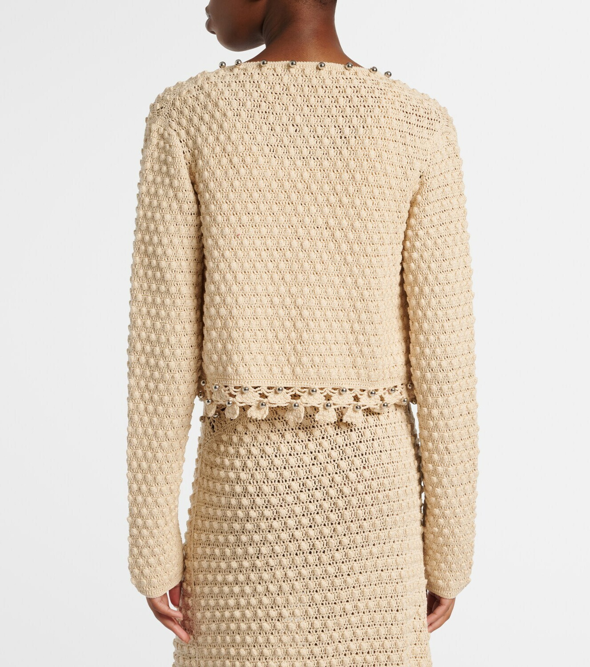 Rabanne Embellished crochet cotton cardigan