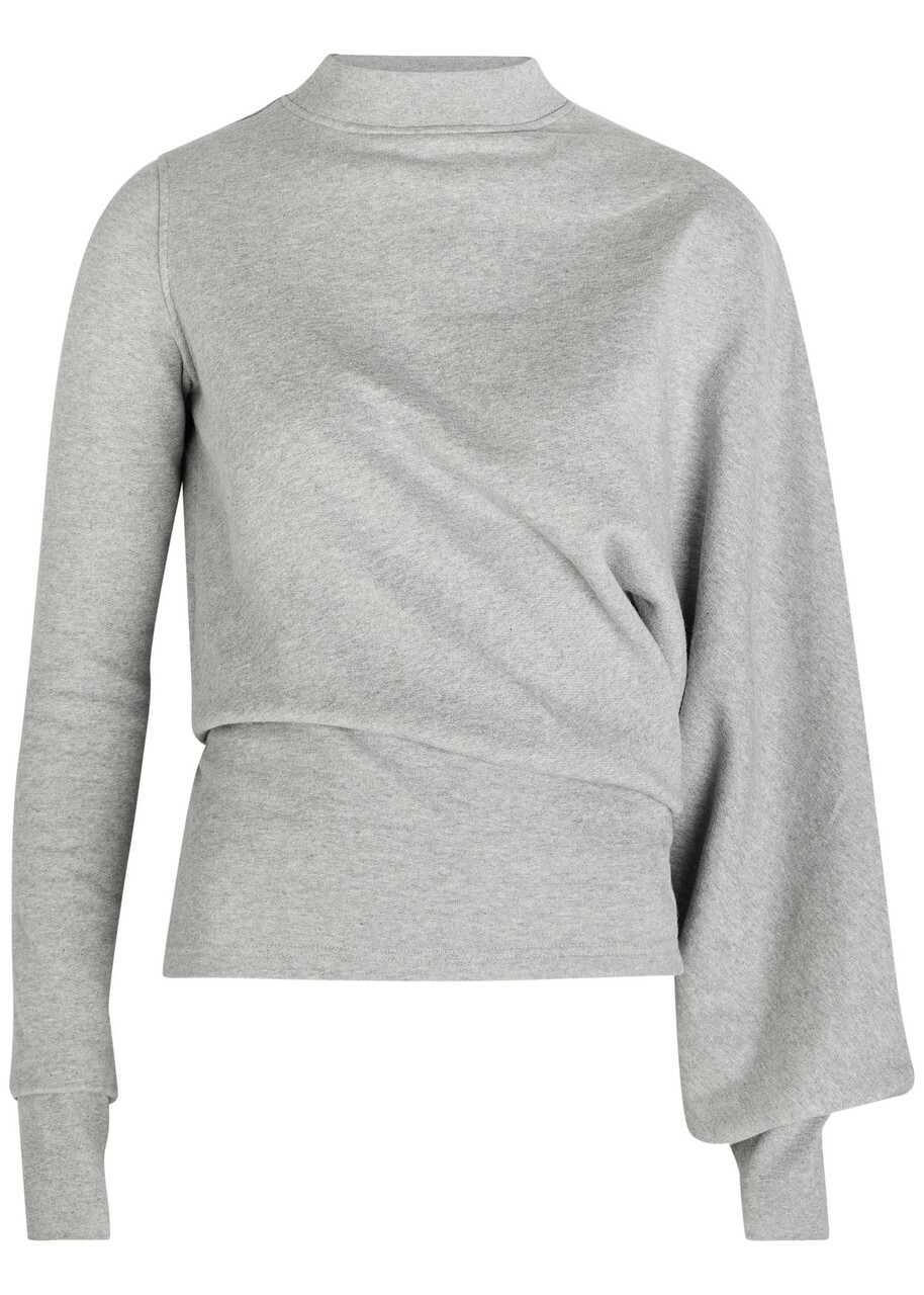 A.W.A.K.E Mode Draped Cotton Sweatshirt Grey