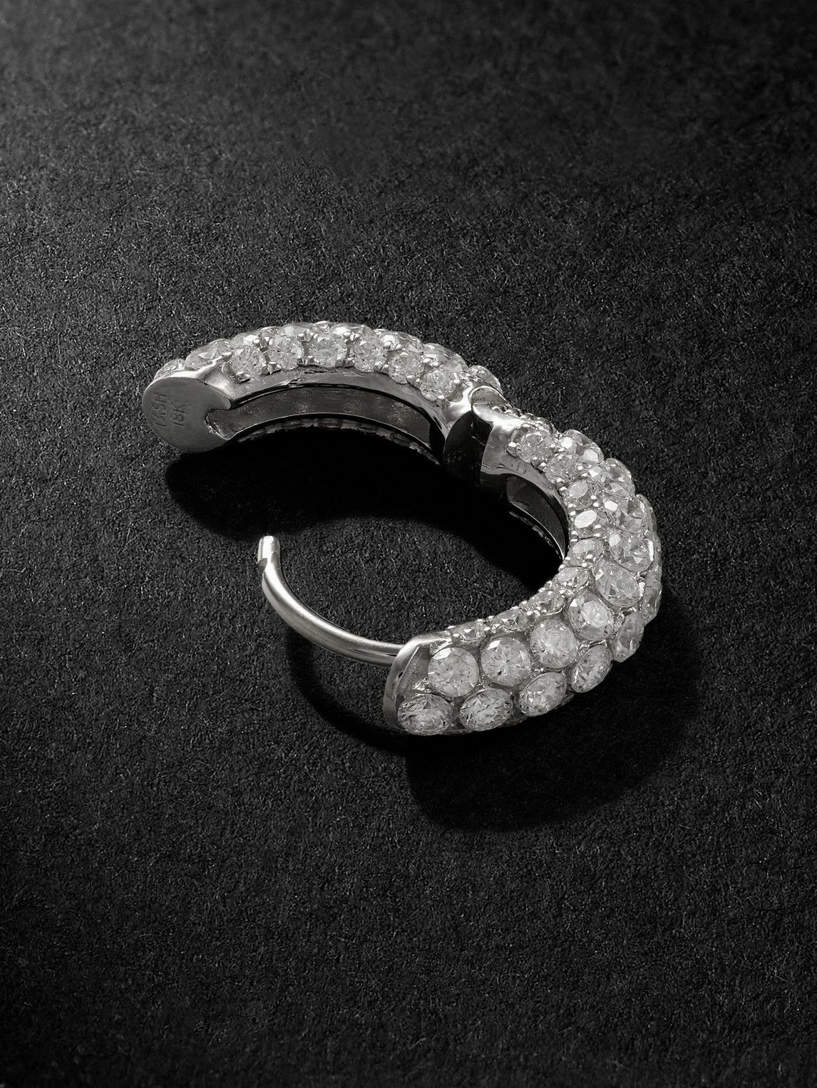 MARIA TASH - Invisible 8mm 18-Karat White Gold Diamond Single Hoop Earring
