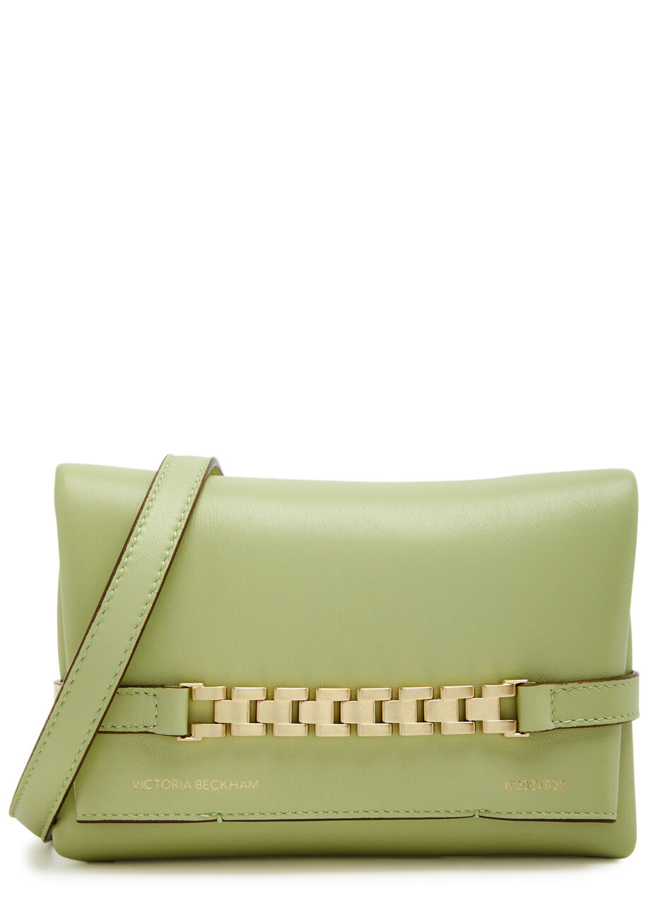 Victoria Beckham Chain Mini Leather Pouch - Light Green - One Size