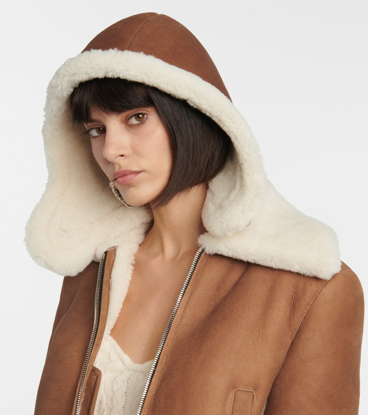 Magda Butrym Shearling and leather hood
