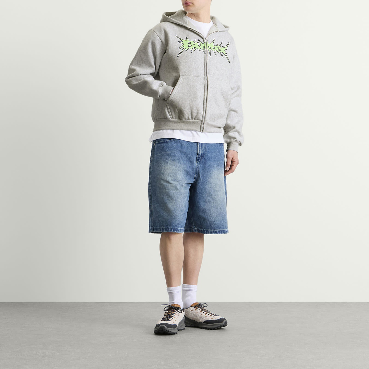 Butter Goods Men's Nail Logo Zip Hoodie in Ash