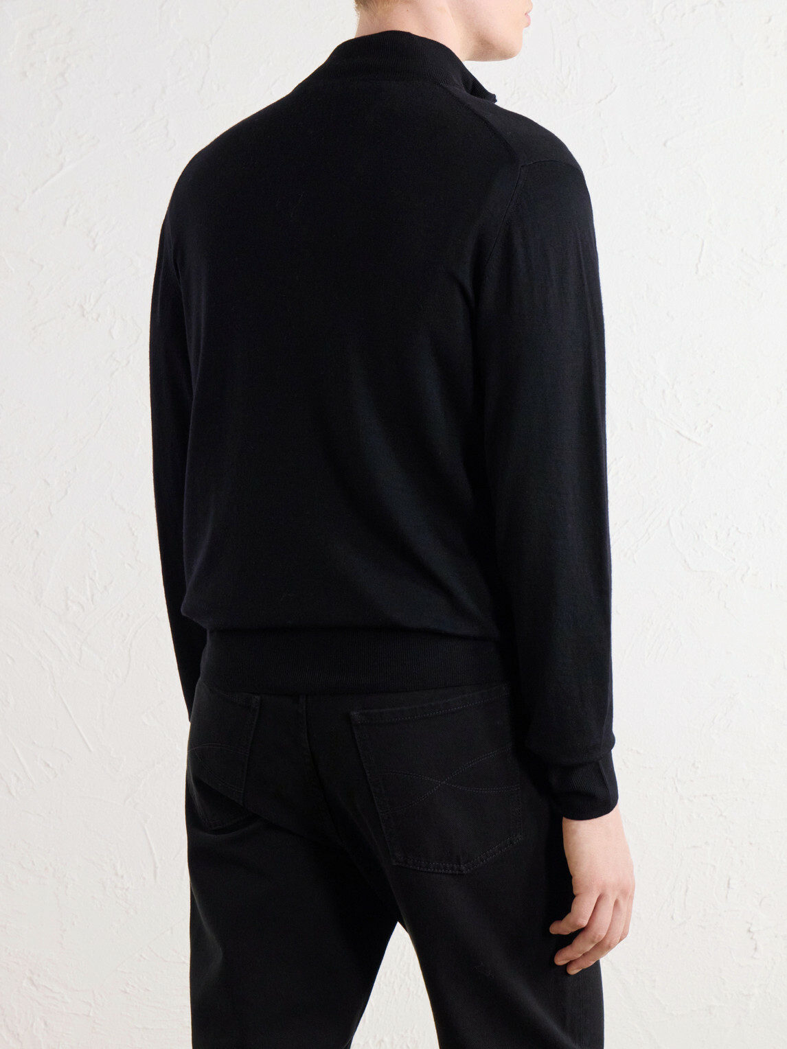 Canali - Wool Zip-Up Sweater - Black