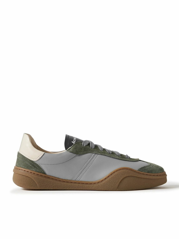 Photo: Acne Studios - Bars Low Suede-Trimmed Leather Sneakers - Gray