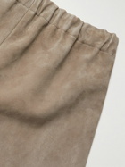 Fear of God - Straight-Leg Logo-Appliquéd Suede Drawstring Trousers - Gray