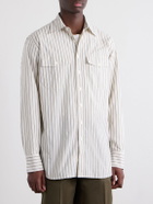 Drake's - Striped Cotton-Poplin Shirt - White