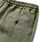 Rubinacci - Tapered Pleated Linen Drawstring Trousers - Green