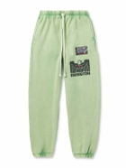 RRR123 - Flag Logo-Appliquéd Printed Cotton-Jersey Sweatpants - Green