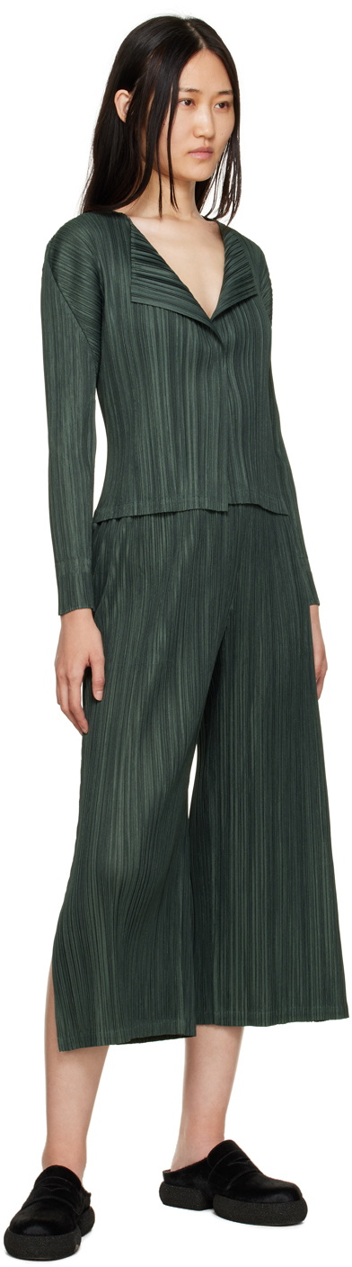 Pleats Please Issey Miyake Green Mellow Pleats Cardigan Pleats