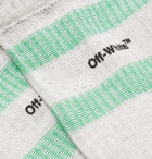 Off-White - Logo-Intarsia Stretch Cotton-Blend Socks - Men - Light gray