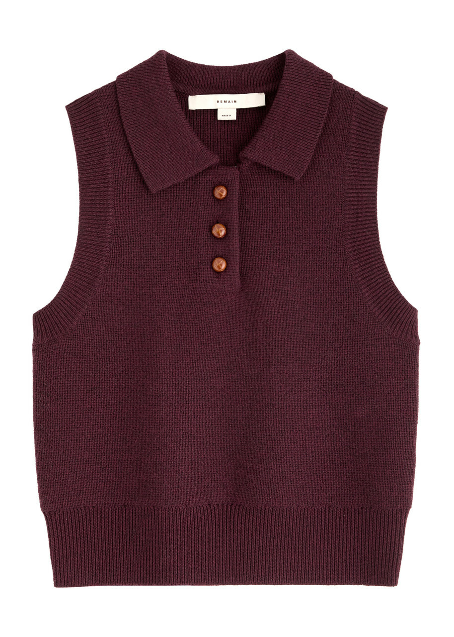 Remain BY Birger Christensen Wool Polo Vest Dark Red