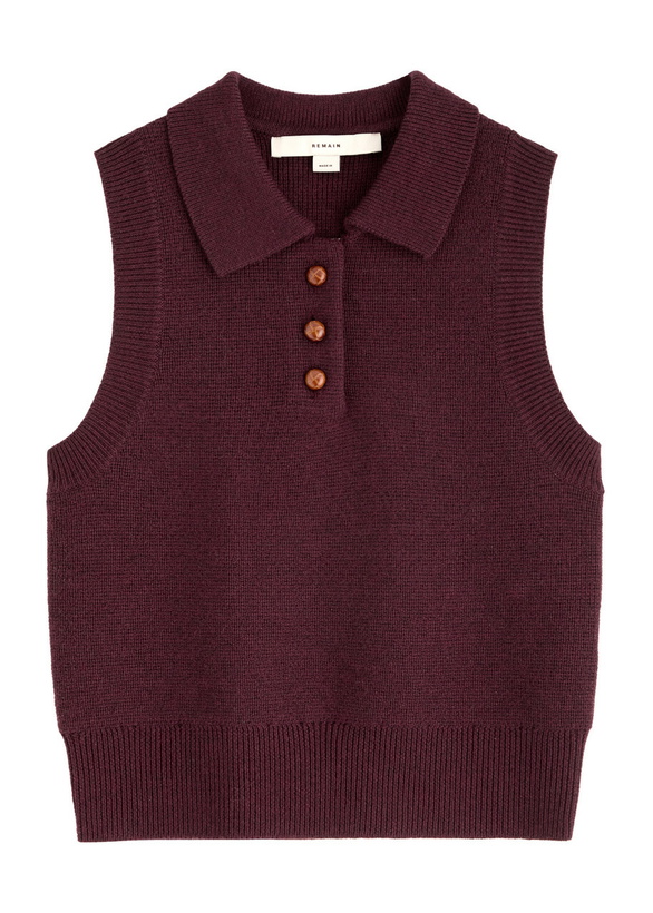Photo: Remain BY Birger Christensen Wool Polo Vest Dark Red
