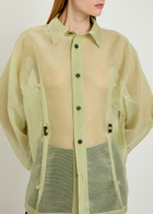 Issey Miyake Drawstring Organza Shirt Olive