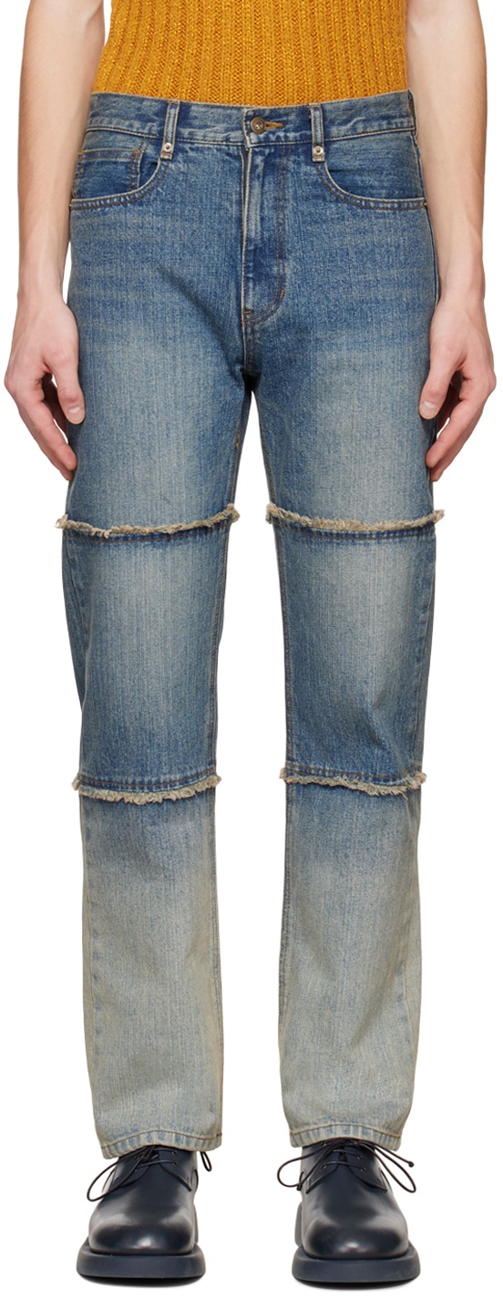Photo: DRAE SSENSE Exclusive Blue Block Paneled Jeans