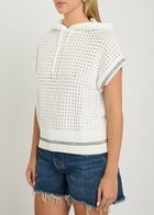Varley Vittoria Hooded Open-knit Cotton Jumper White