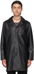 Dion Lee Black Leather Longline Jacket