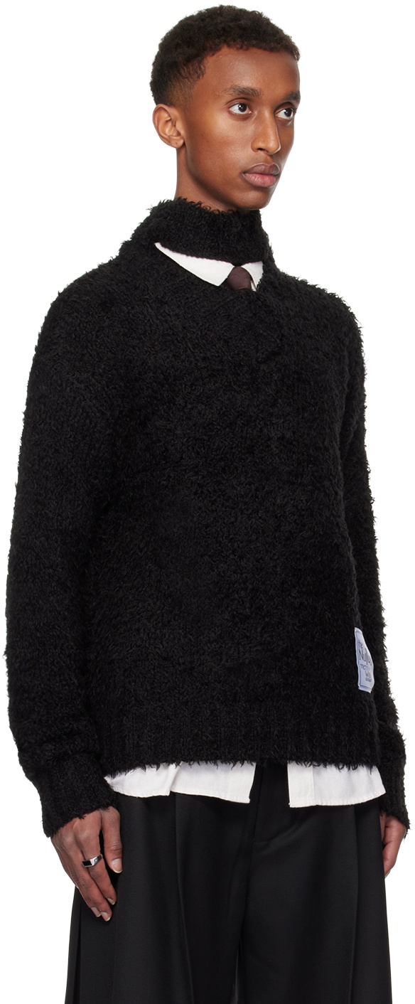 NULLUS Black Deconstructed Collar Sweater NULLUS