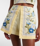 Self-Portrait Floral linen and cotton shorts