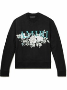 AMIRI - Glittered Logo-Print Cotton-Jersey Sweatshirt - Black