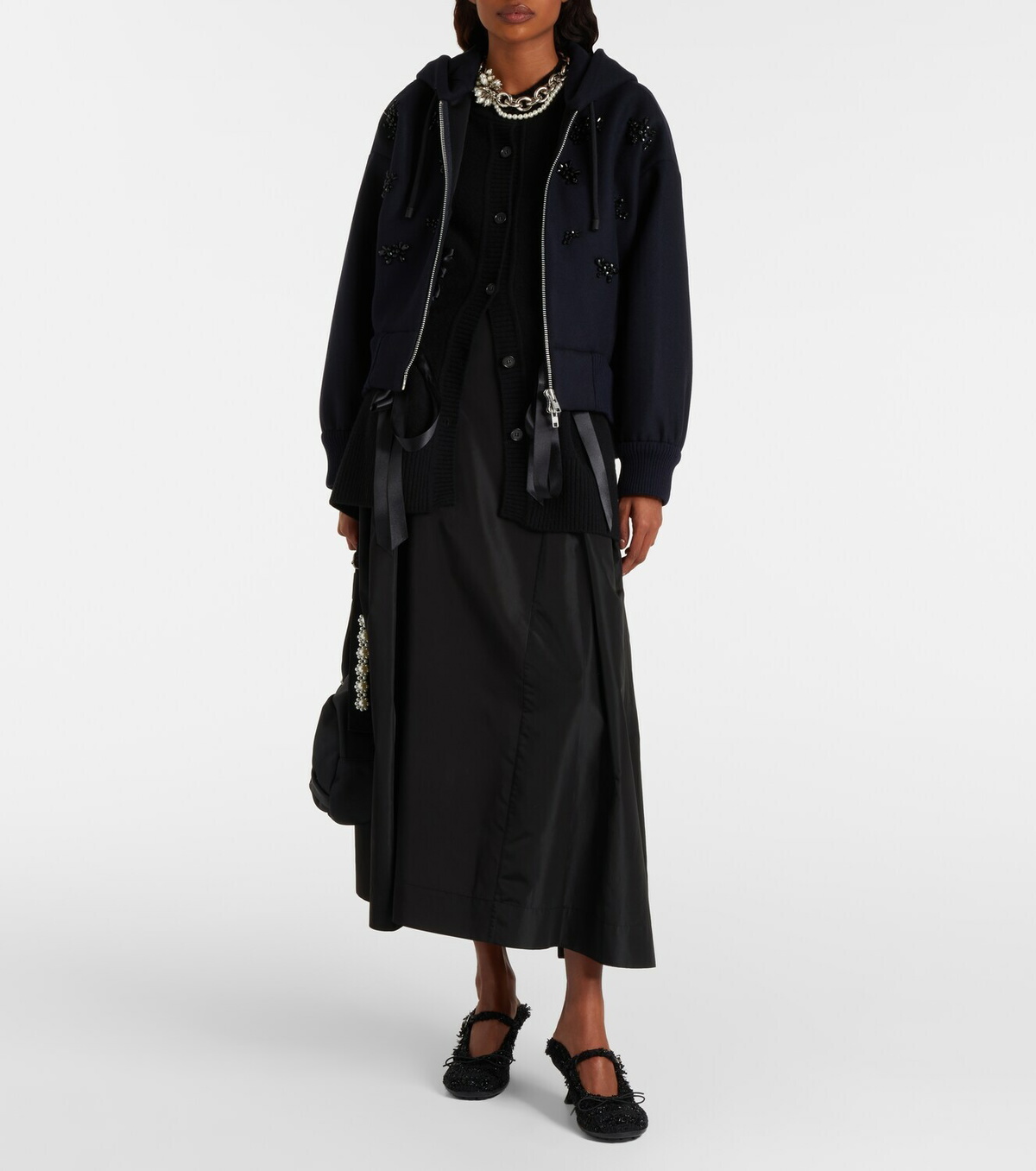 Simone Rocha Turbo embellished wool-blend hoodie
