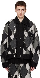 Feng Chen Wang Black & Gray Patchwork Denim Jacket