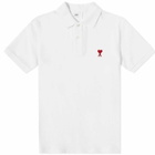 AMI Paris Men's Small A Heart Polo Shirt in White