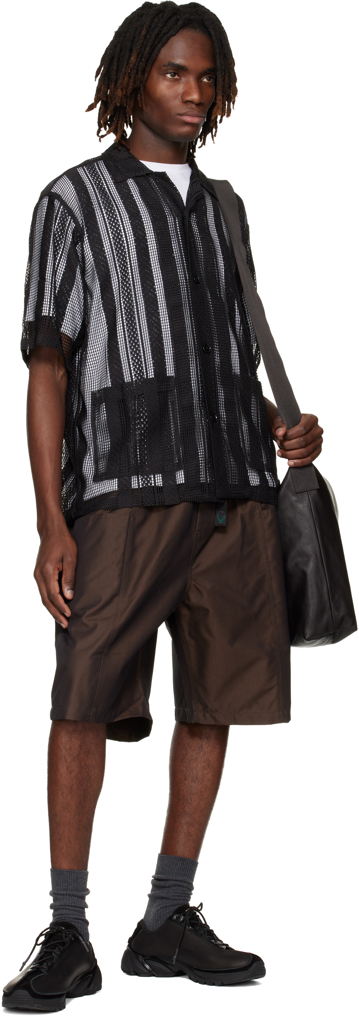 South2 West8 Black Poly Lace Cabana Shirt
