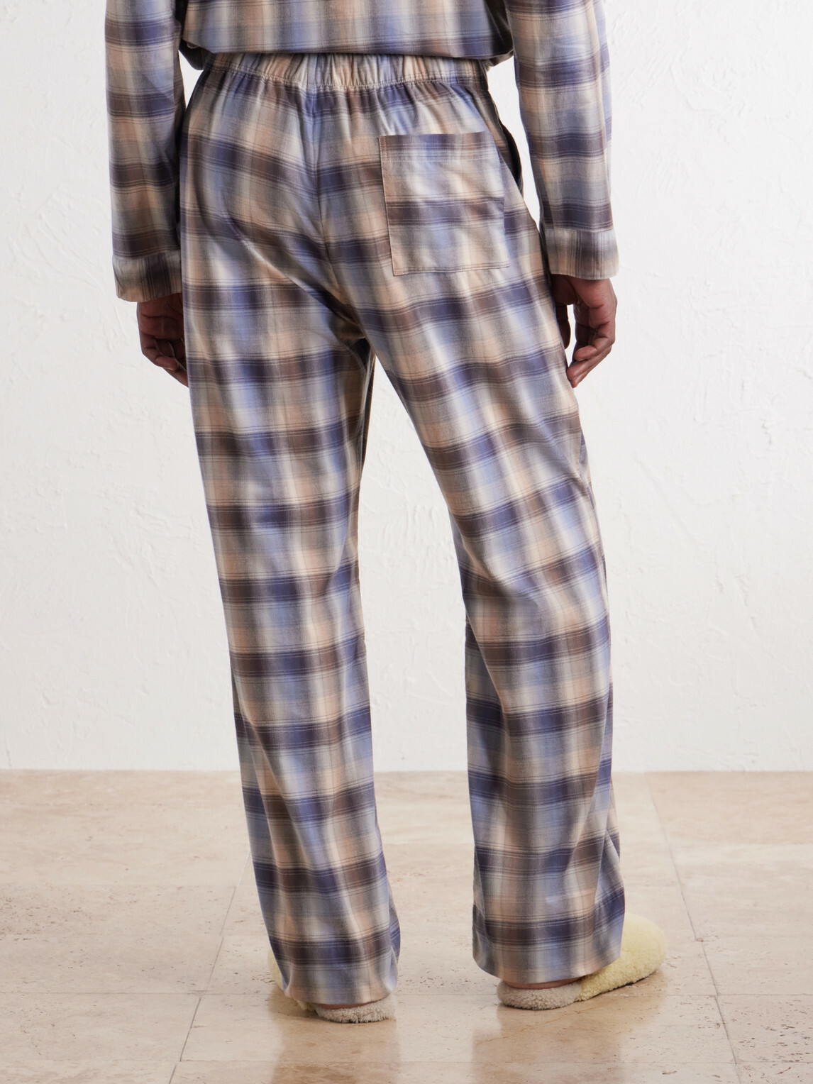 TEKLA - Auralee Checked Organic Cotton-Flannel Pyjama Trousers - Blue