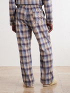 TEKLA - Auralee Checked Organic Cotton-Flannel Pyjama Trousers - Blue