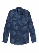 Ralph Lauren Purple label - Slim-Fit Floral-Print Cotton and Linen-Blend Shirt - Blue