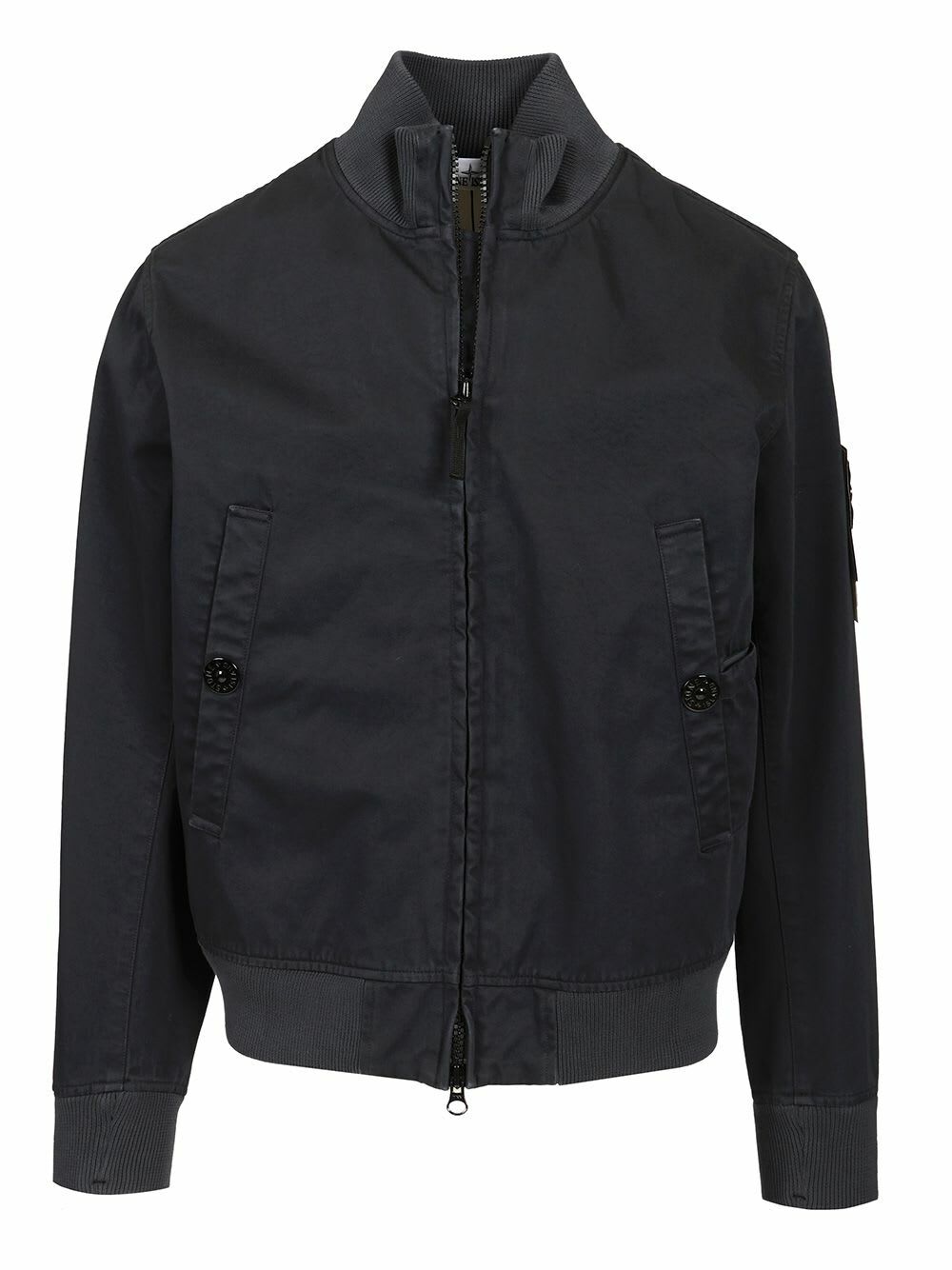 Stone Island Black 46536 Diagonal Nylon Down Bomber Jacket