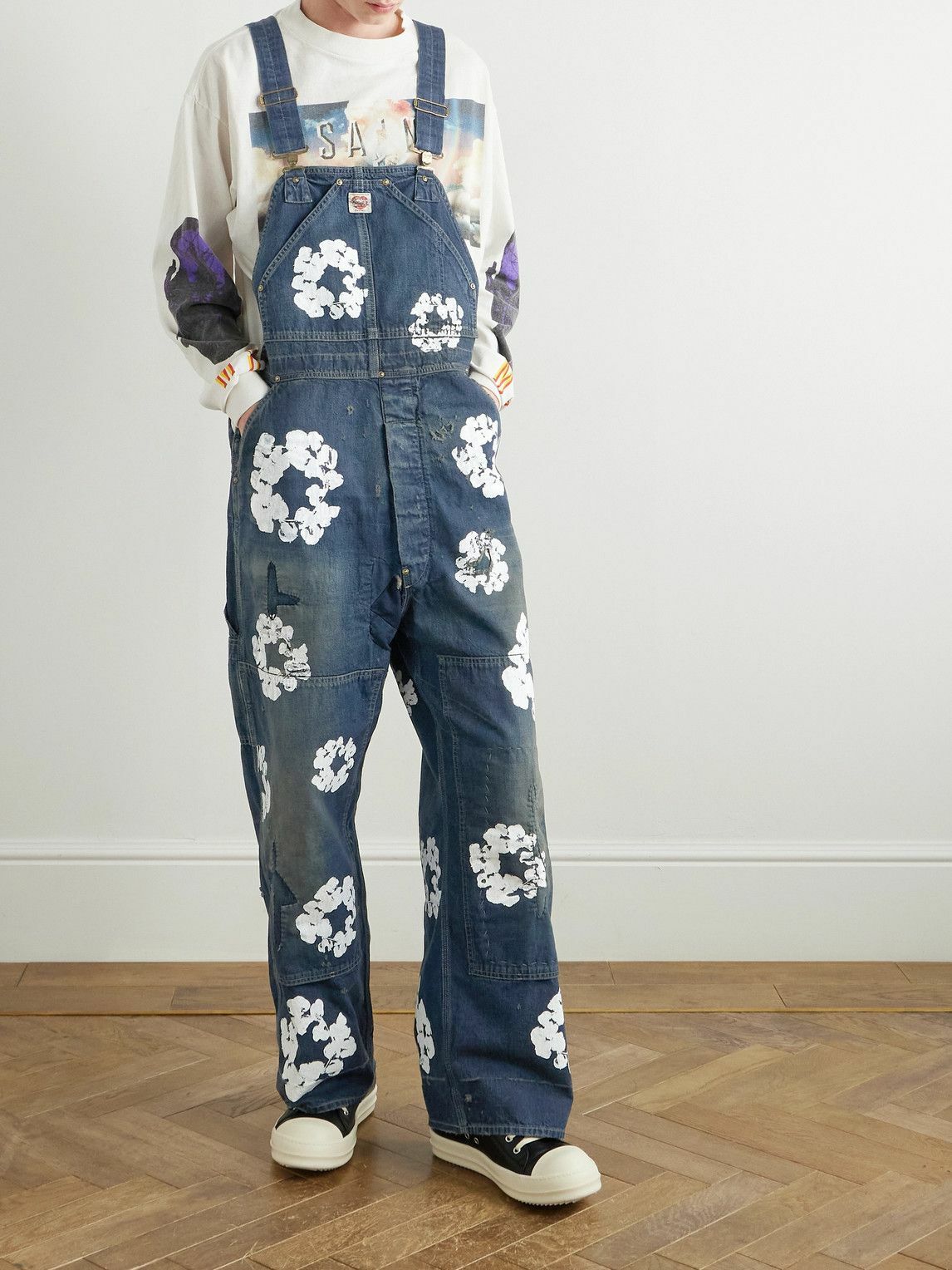 SAINT MXXXXXX - Denim Tears Distressed Patchwork Floral