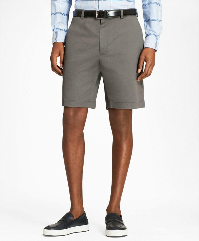 Photo: Brooks Brothers Men's Flat Front Stretch Advantage Chino Shorts | Grey